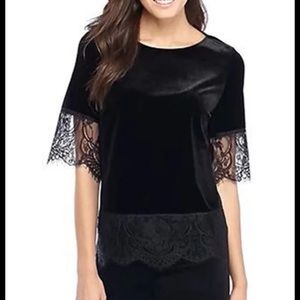 The Limited Black Velvet & Lace Blouse